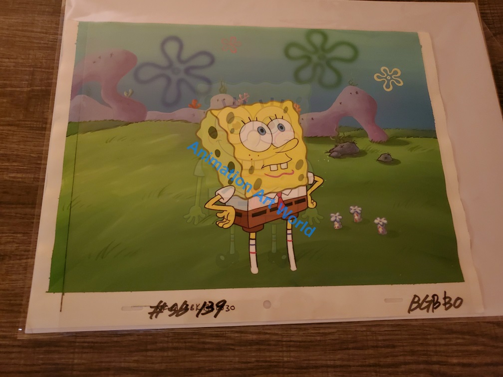 KEY MASTER KEYMASTER SpongeBob Production Cels with matching Background