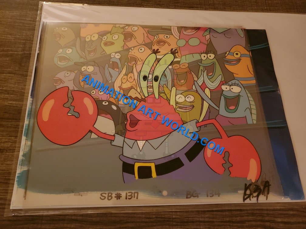 KEY MASTER KEYMASTER SpongeBob Production Cels with matching Background